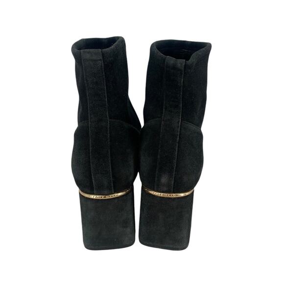$270 COLE HAAN Laree Stretch Bootie BLACK SUEDE GOLD LOGO Size 7 - Picture 5 of 13
